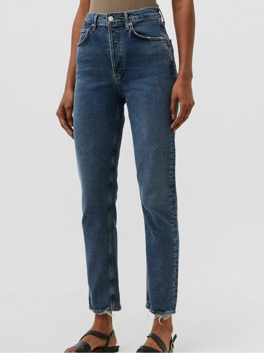 AGOLDE Riley Long Straight Blue Denim Jeans